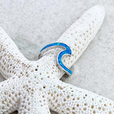Ezüst hullám gyűrű kék opállal