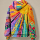 Barbara | Bohém Színes Patchwork Kapucnis Pulóver
