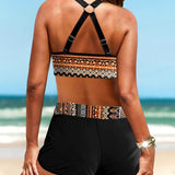 Maryan | Geometrikus mintás bikini magas derekú alsóval