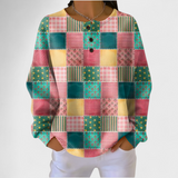 Ágota | Színes Patchwork Mintás Pulóver